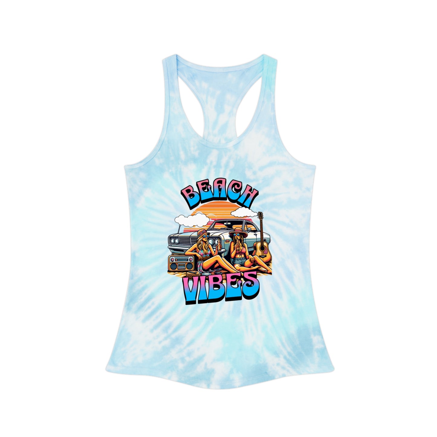 "Beach Vibes" Tie Dye Racerback Tank Top